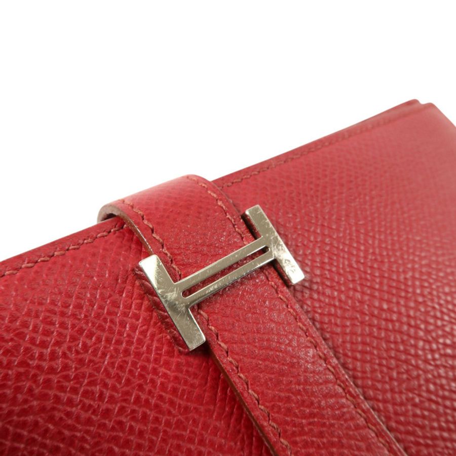 HERMES Epsom皮革Bearn Long Wallet銀扣長錢包Rouge Grenade-8