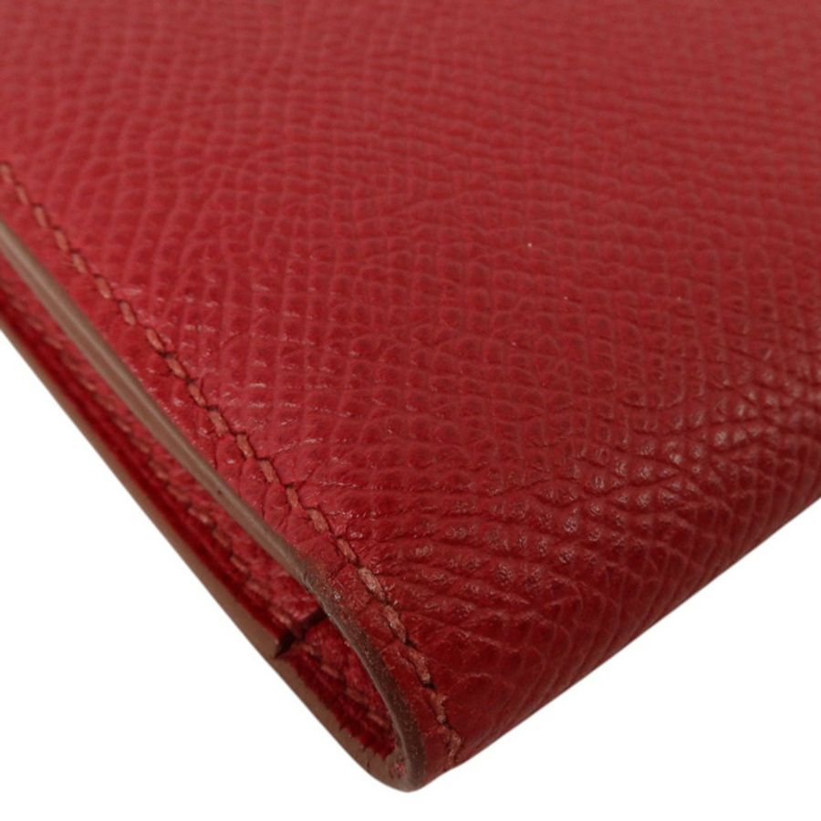 HERMES Epsom皮革Bearn Long Wallet銀扣長錢包Rouge Grenade-9