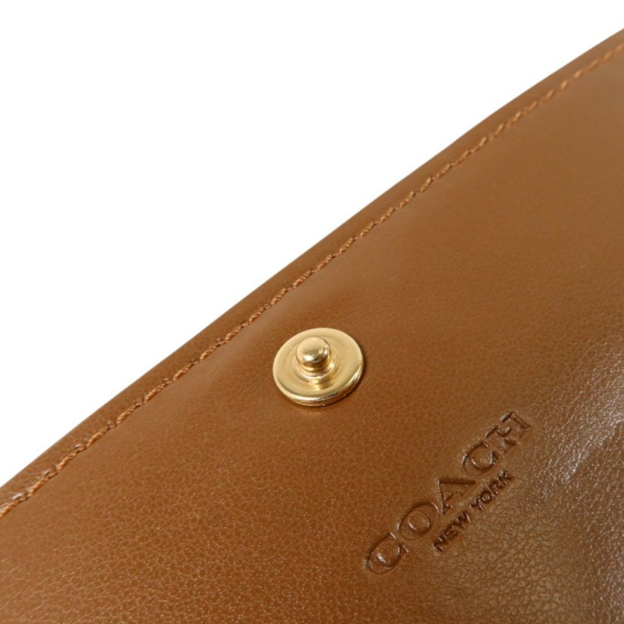 COACH 塗層帆布/牛皮皮革Foldover Wristlet Pouch金扣手拿包-15