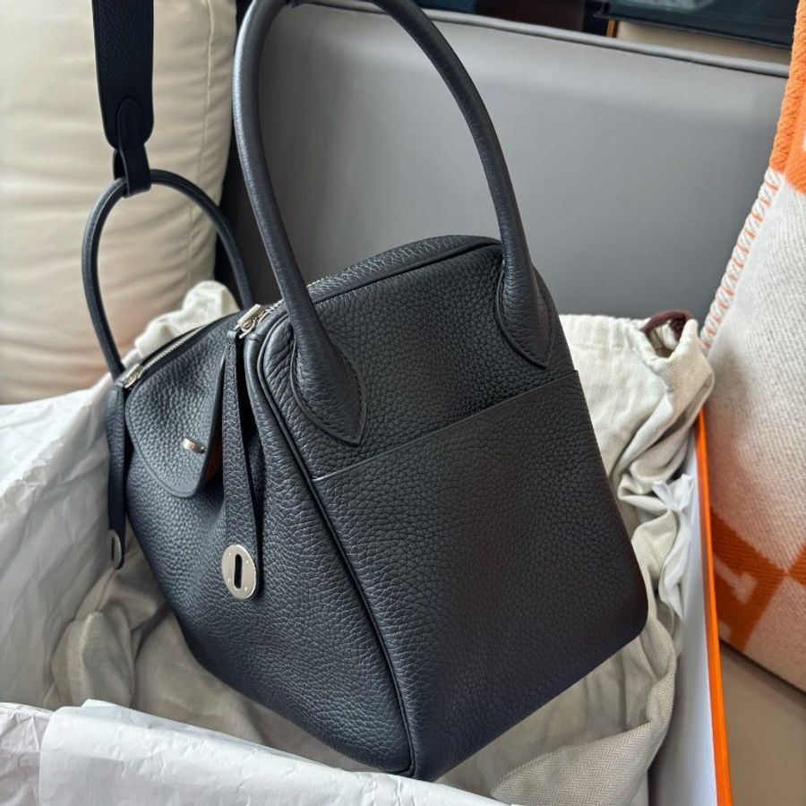 愛馬仕Hermes 黑銀Lindy30手提肩背包-2