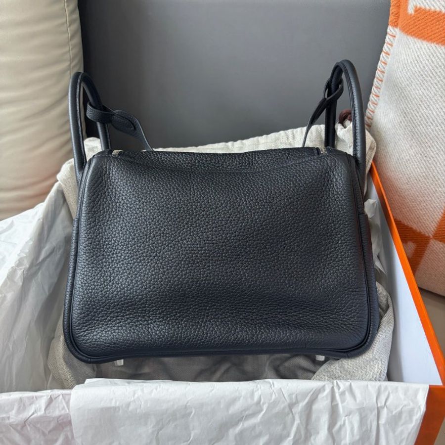 愛馬仕Hermes 黑銀Lindy30手提肩背包-6
