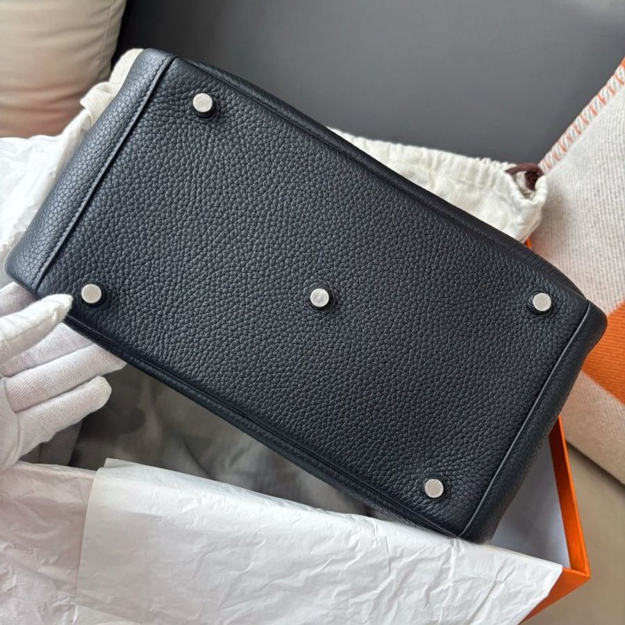 愛馬仕Hermes 黑銀Lindy30手提肩背包-7