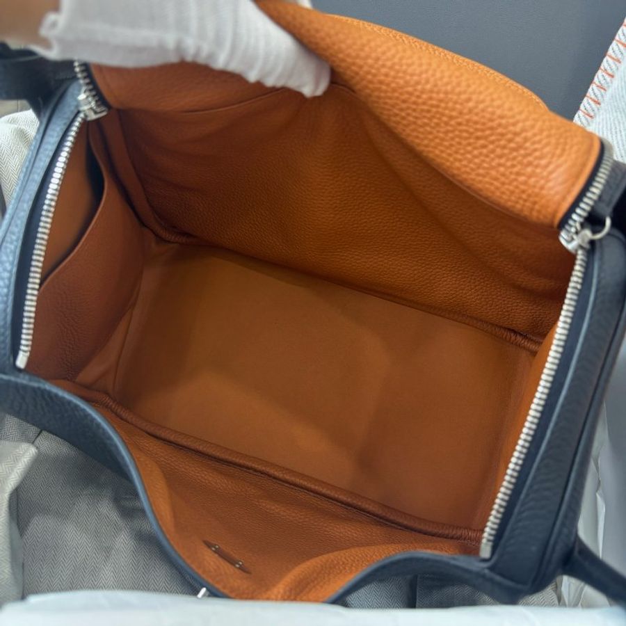 愛馬仕Hermes 黑銀Lindy30手提肩背包-9