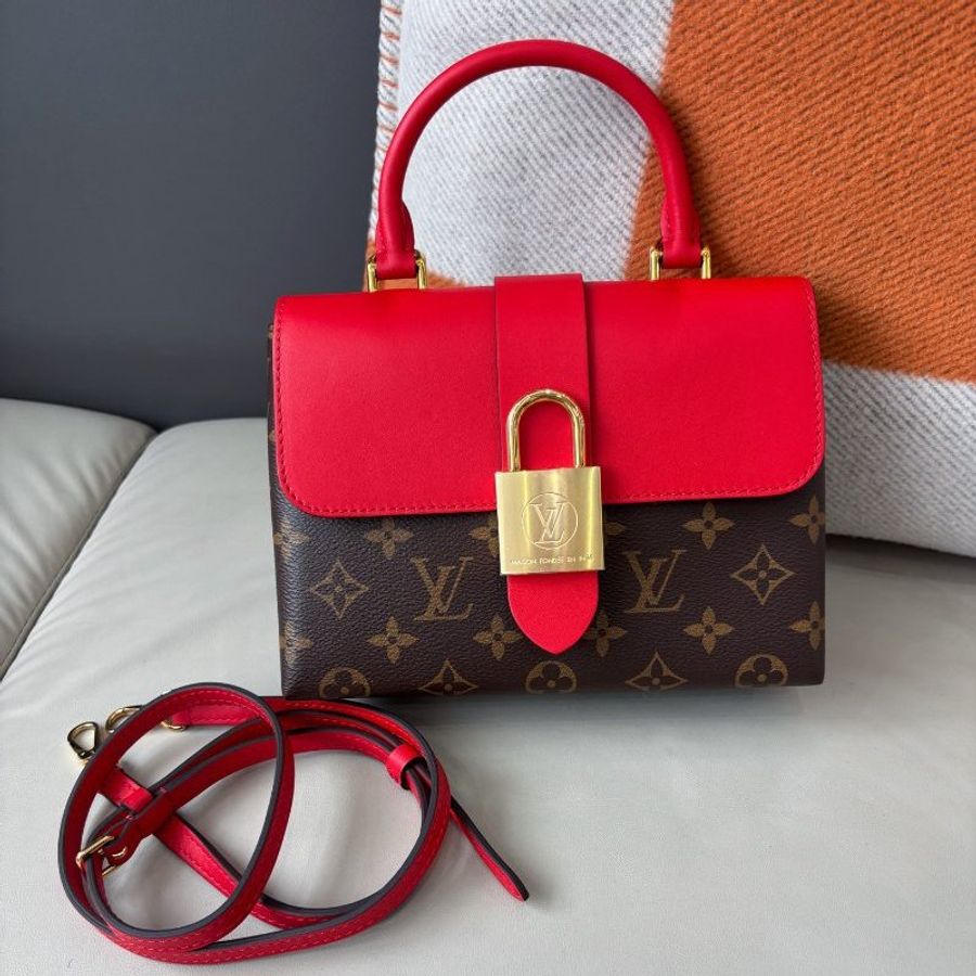 近新品 路易威登/Louis Vuitton 老花紅皮Locky BB鎖頭包 芯片款-0
