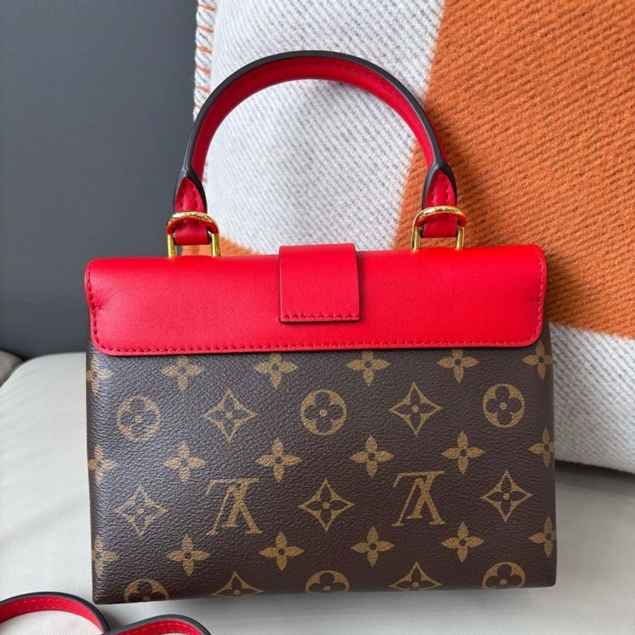 近新品 路易威登/Louis Vuitton 老花紅皮Locky BB鎖頭包 芯片款-1