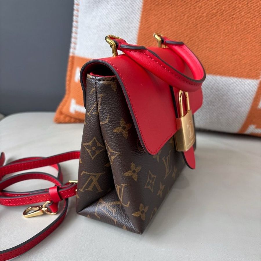 近新品 路易威登/Louis Vuitton 老花紅皮Locky BB鎖頭包 芯片款-2