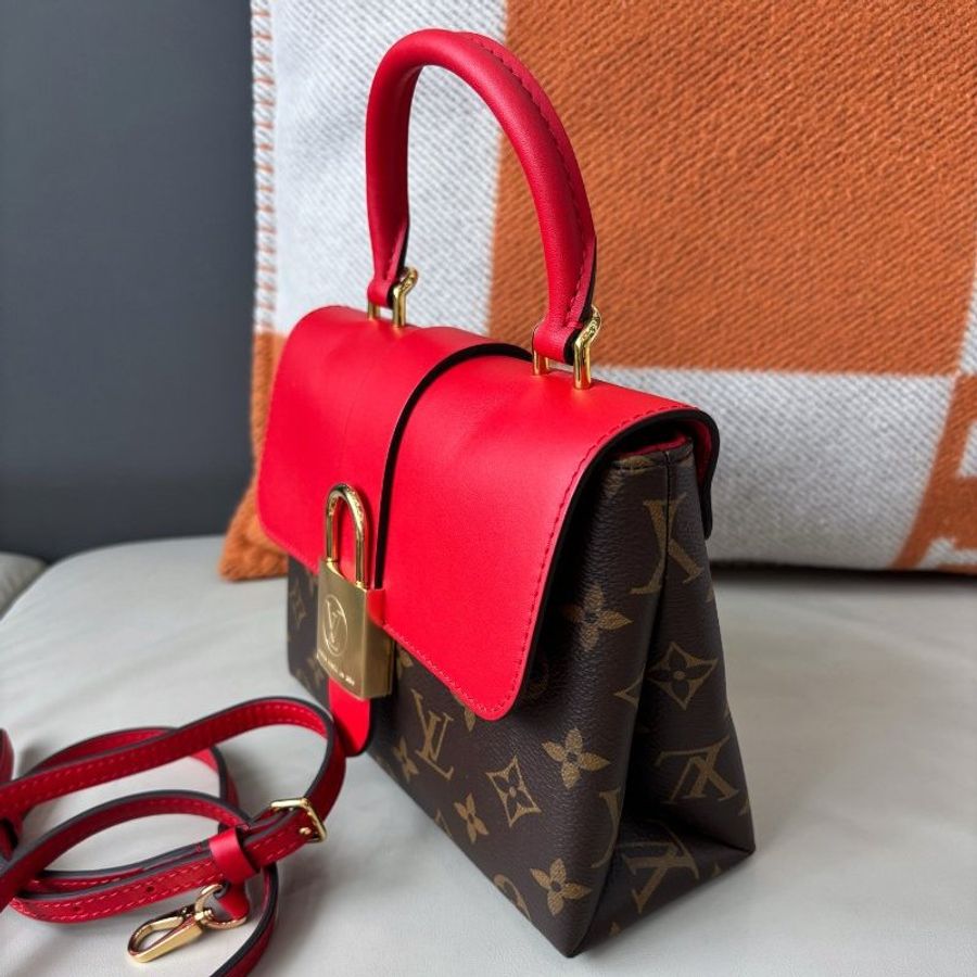 近新品 路易威登/Louis Vuitton 老花紅皮Locky BB鎖頭包 芯片款-3