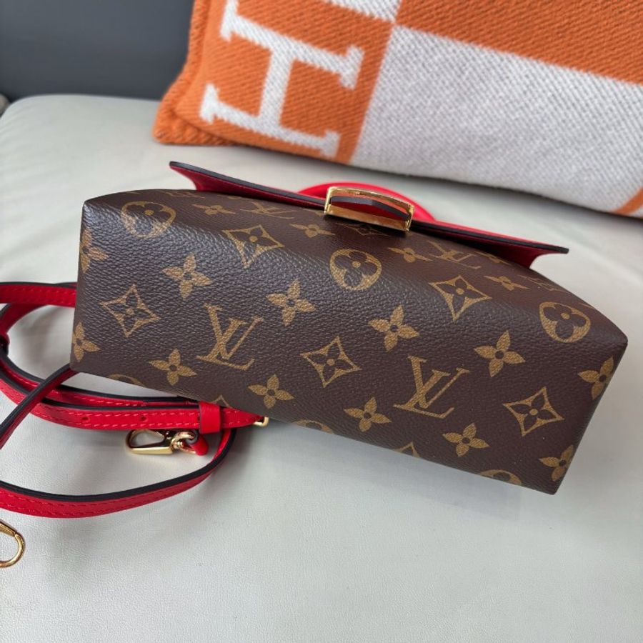近新品 路易威登/Louis Vuitton 老花紅皮Locky BB鎖頭包 芯片款-4