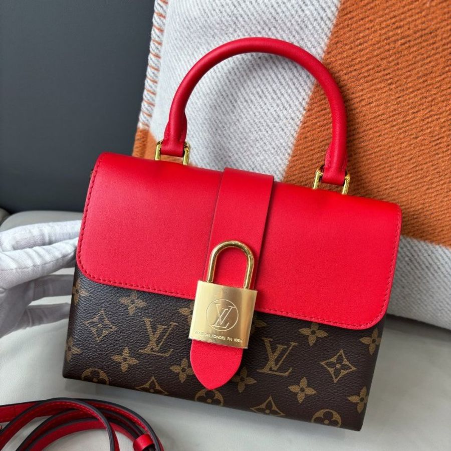 近新品 路易威登/Louis Vuitton 老花紅皮Locky BB鎖頭包 芯片款-5