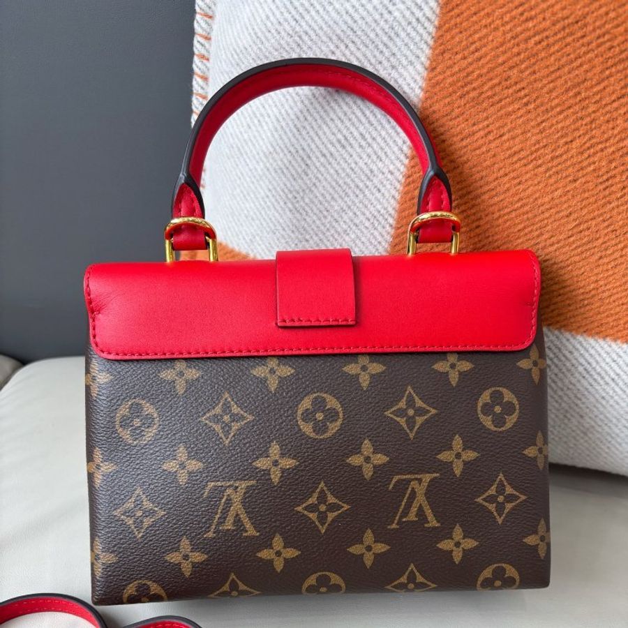 近新品 路易威登/Louis Vuitton 老花紅皮Locky BB鎖頭包 芯片款-6
