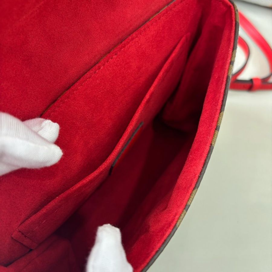 近新品 路易威登/Louis Vuitton 老花紅皮Locky BB鎖頭包 芯片款-8