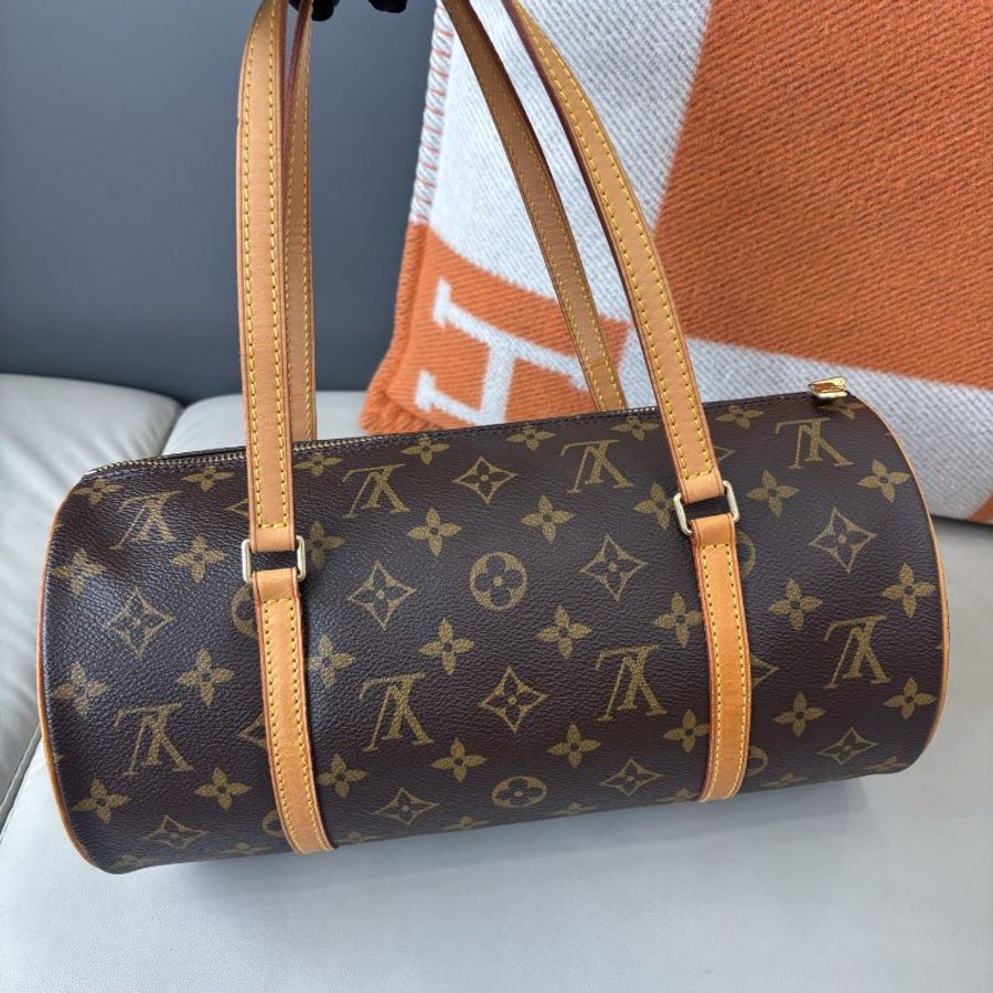 路易威登/Louis Vuitton 老花黃皮芭比龍圓桶包-6
