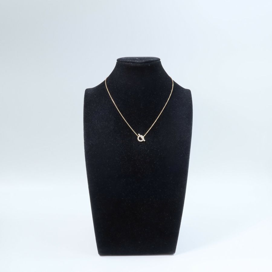 HERMES 18K玫瑰金Finesse Pendant鑽石項鍊-8