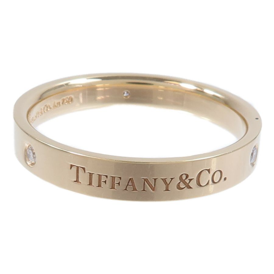 TIFFANY＆CO 18K玫瑰金Flat Band 3P Diamond Ring鑽石戒指-3