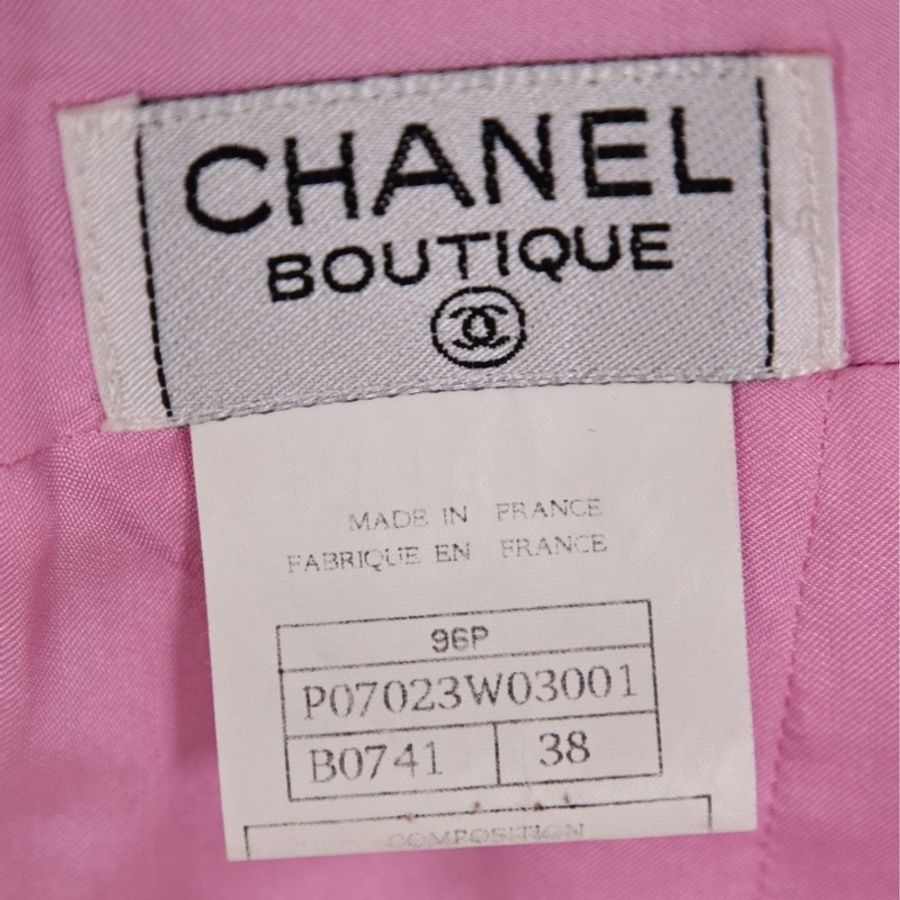 Chanel 96年秀款粉蓝丝绒滚边半裙-16