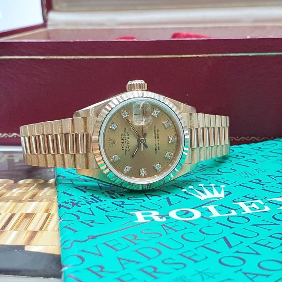 【大眾名錶】ROLEX 勞力士 69178 Datejust 蠔式女錶 18K 太陽圈 金色十鑽面盤 大眾名錶G344-3