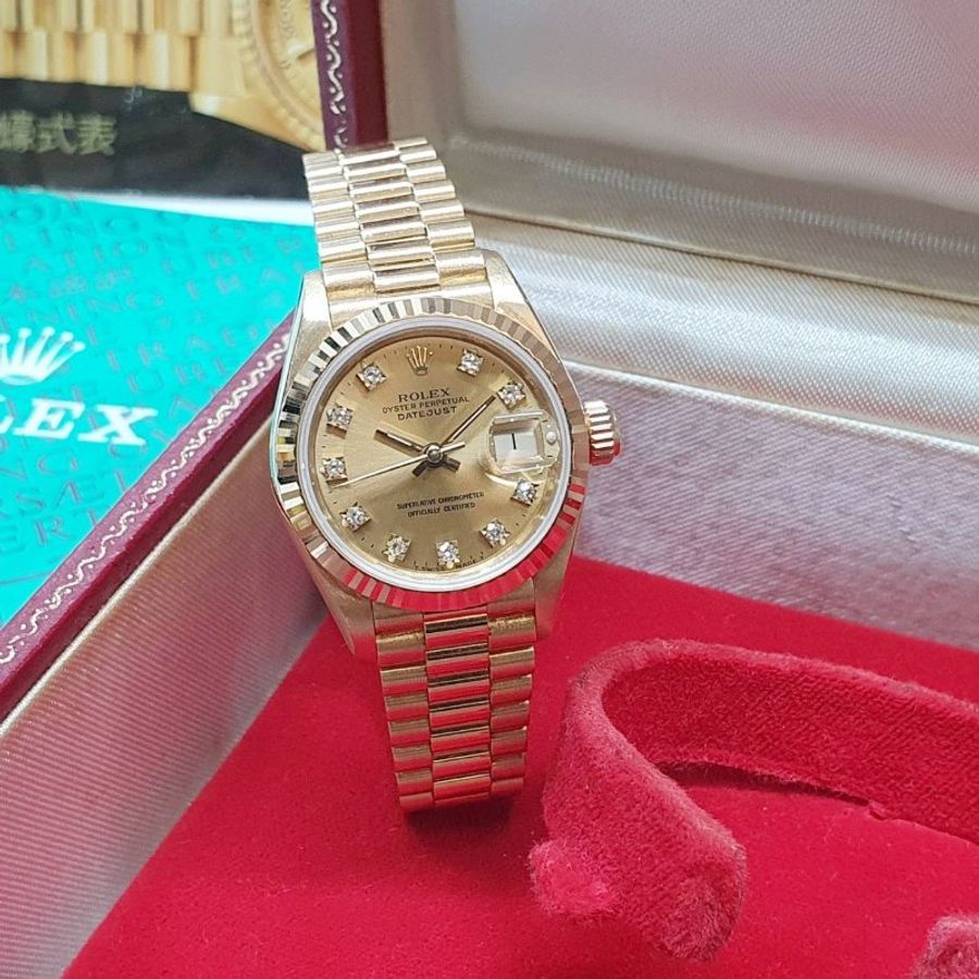 【大眾名錶】ROLEX 勞力士 69178 Datejust 蠔式女錶 18K 太陽圈 金色十鑽面盤 大眾名錶G344-4