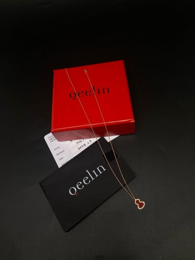 Qeelin麒麟 邊鑽 紅玉髓 葫蘆項鍊 24保卡-6