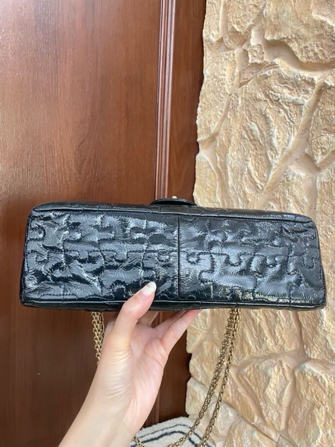 Chanel 限量款拼圖 2.55雙翻蓋鏈條包 中號28cm 深海軍藍色 漆皮  98新 正常使用-2