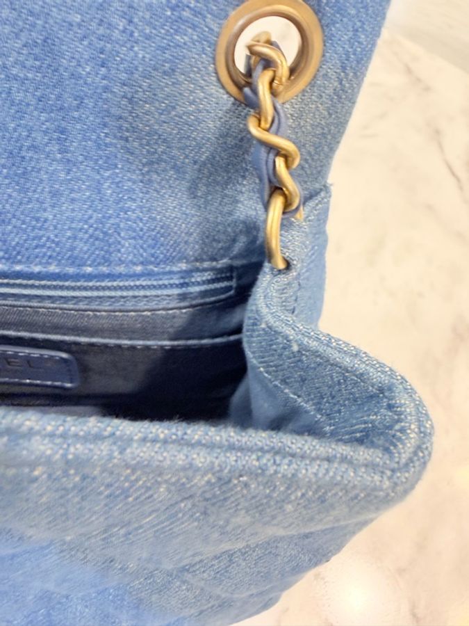 新～Chanel 藍丹寧菱格紋金球方胖-25