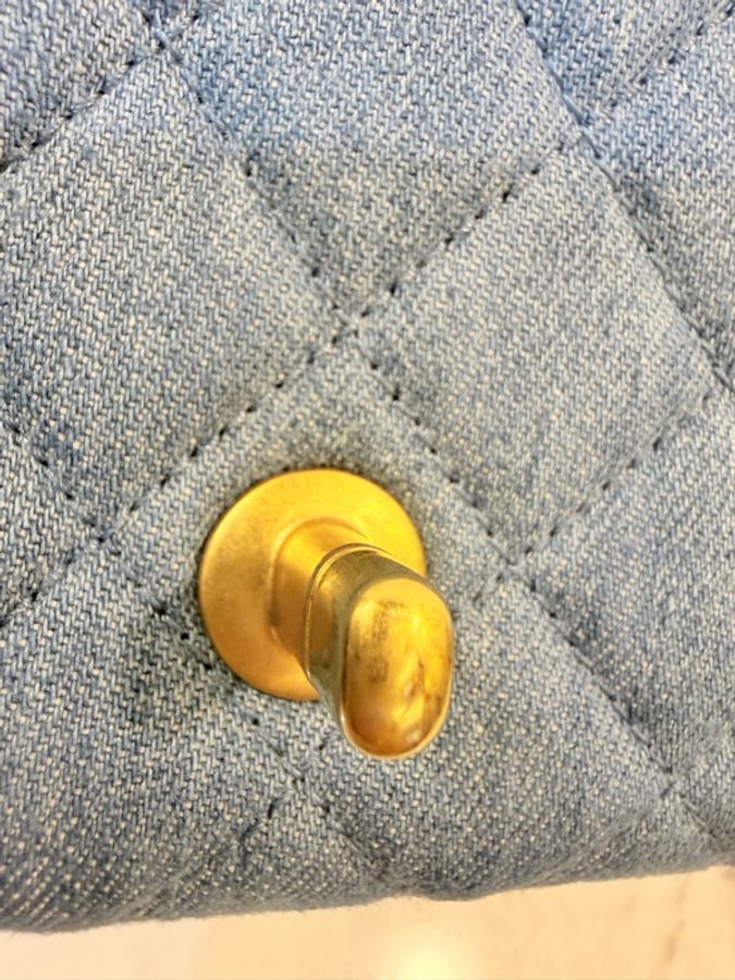 新～Chanel 藍丹寧菱格紋金球方胖-43