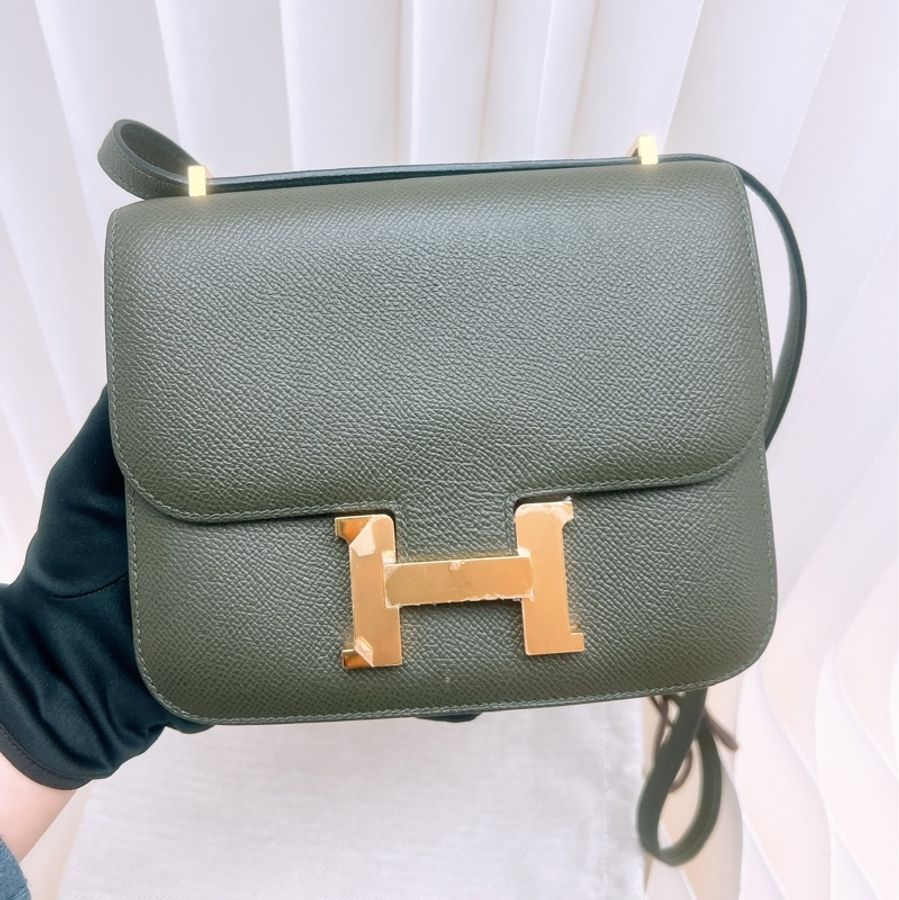 Hermes mini constance 康康19 灰綠金釦 Z刻-1