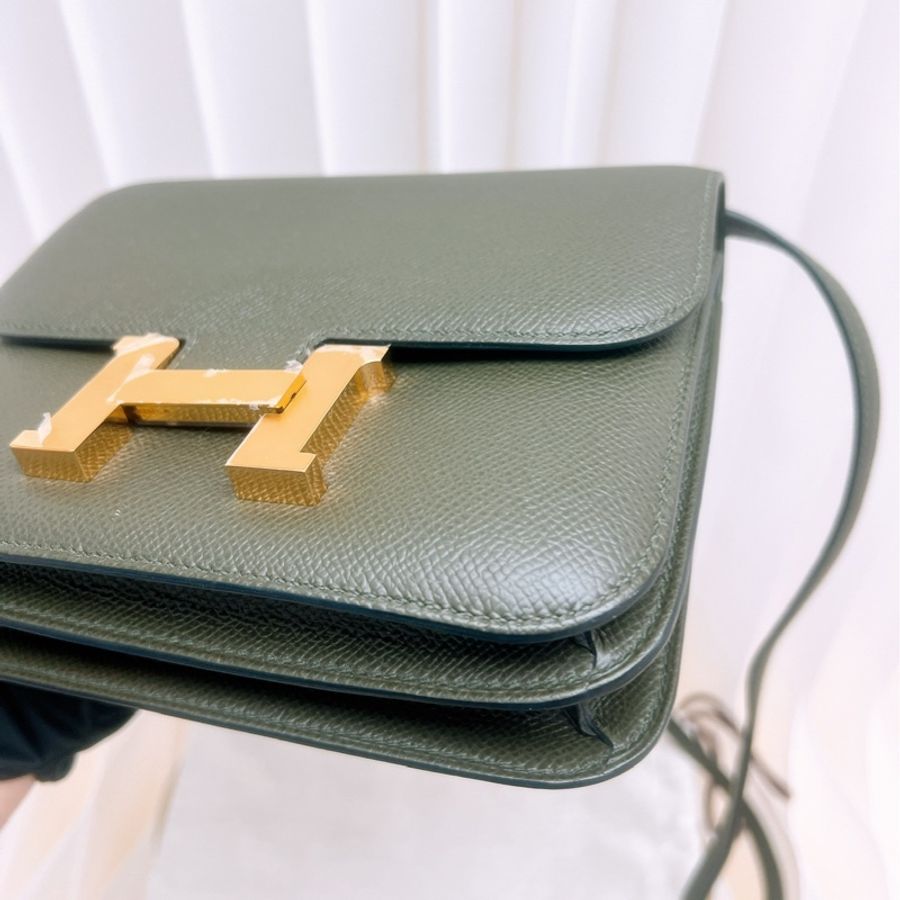 Hermes mini constance 康康19 灰綠金釦 Z刻-4