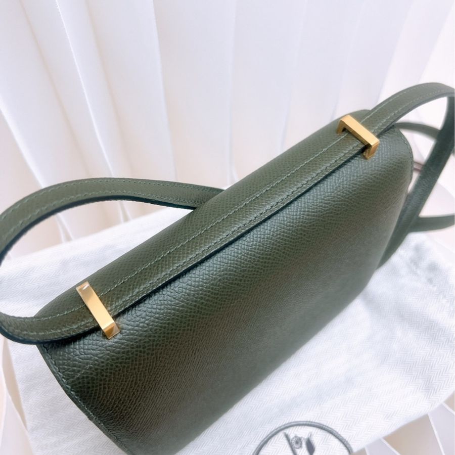 Hermes mini constance 康康19 灰綠金釦 Z刻-9