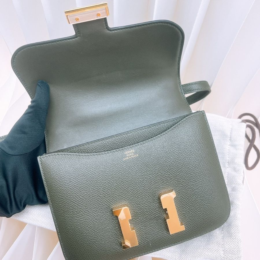 Hermes mini constance 康康19 灰綠金釦 Z刻-12