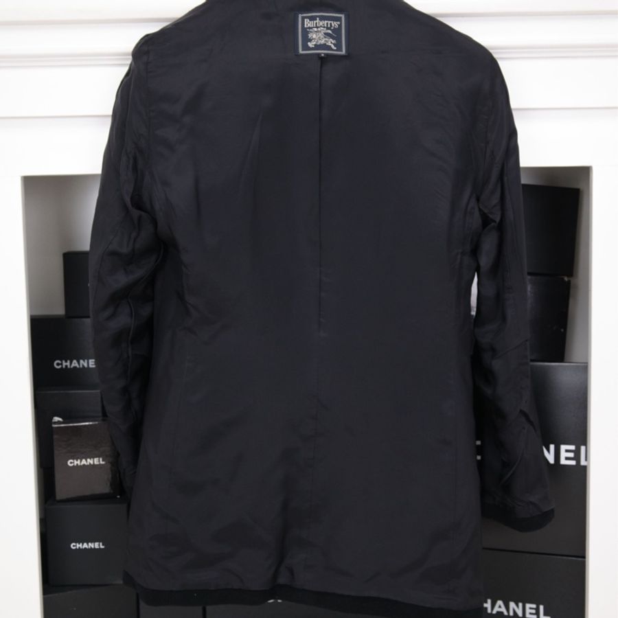 Burberry黑色毛呢徽章刺绣西装上衣外套-9