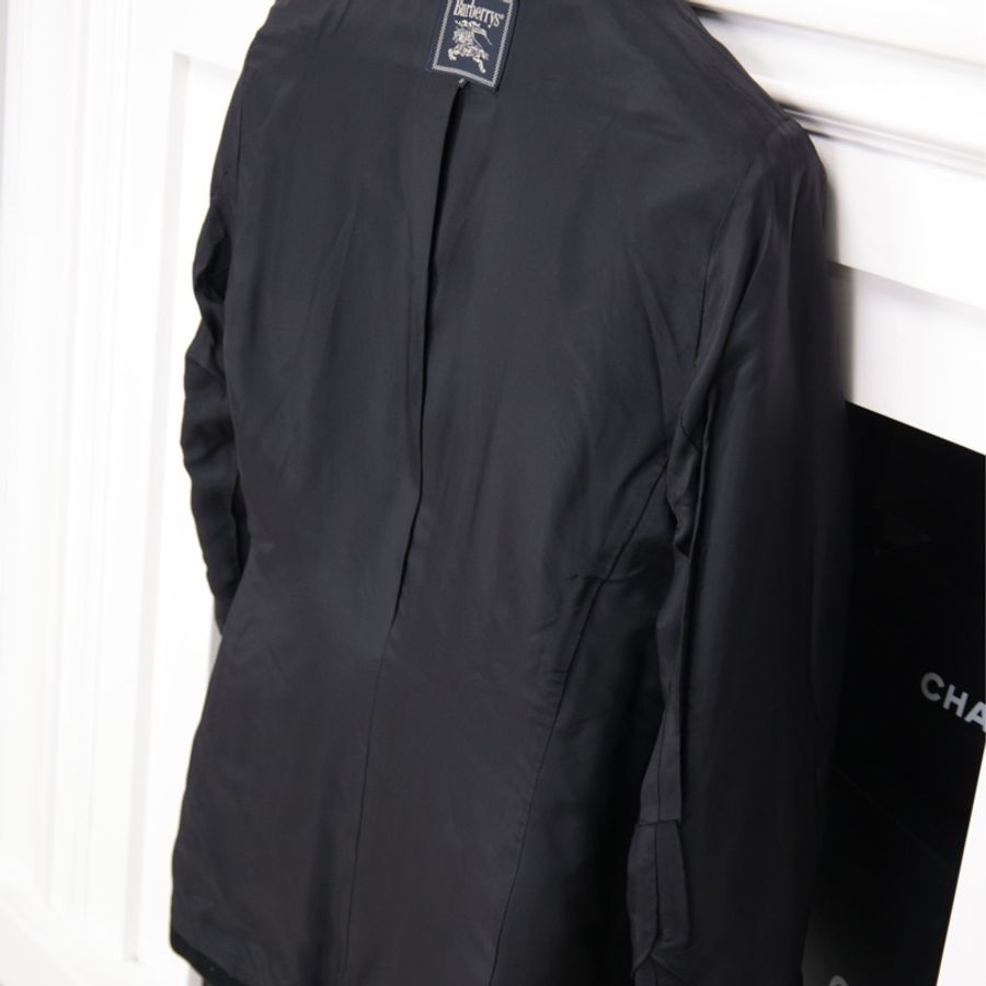 Burberry黑色毛呢徽章刺绣西装上衣外套-10