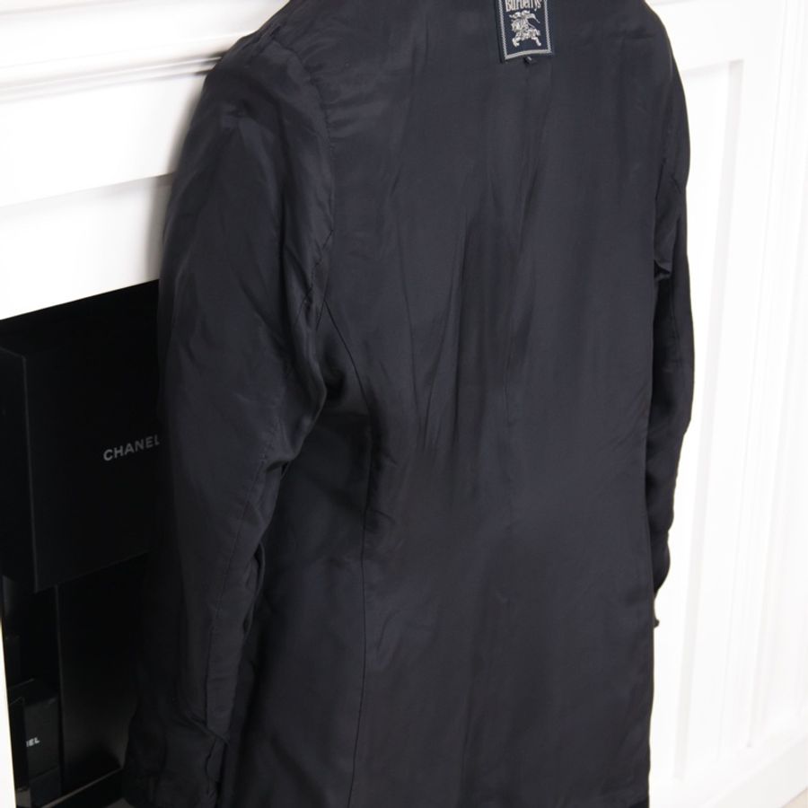 Burberry黑色毛呢徽章刺绣西装上衣外套-11