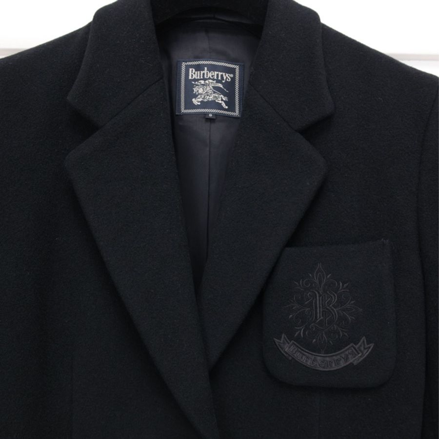 Burberry黑色毛呢徽章刺绣西装上衣外套-13