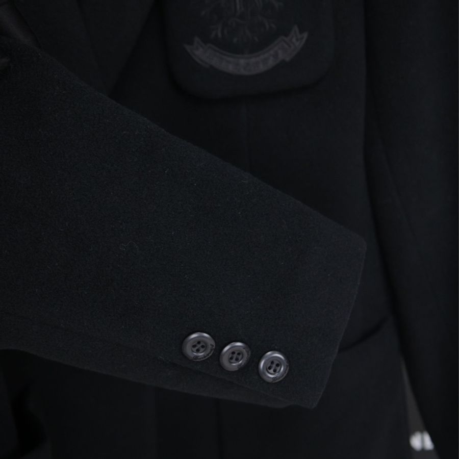 Burberry黑色毛呢徽章刺绣西装上衣外套-18