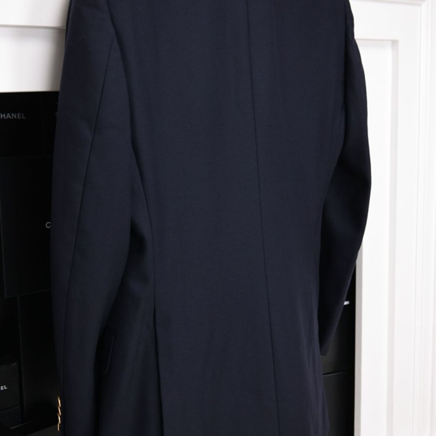 Burberry深蓝色羊毛双排金扣西装上衣外套-4