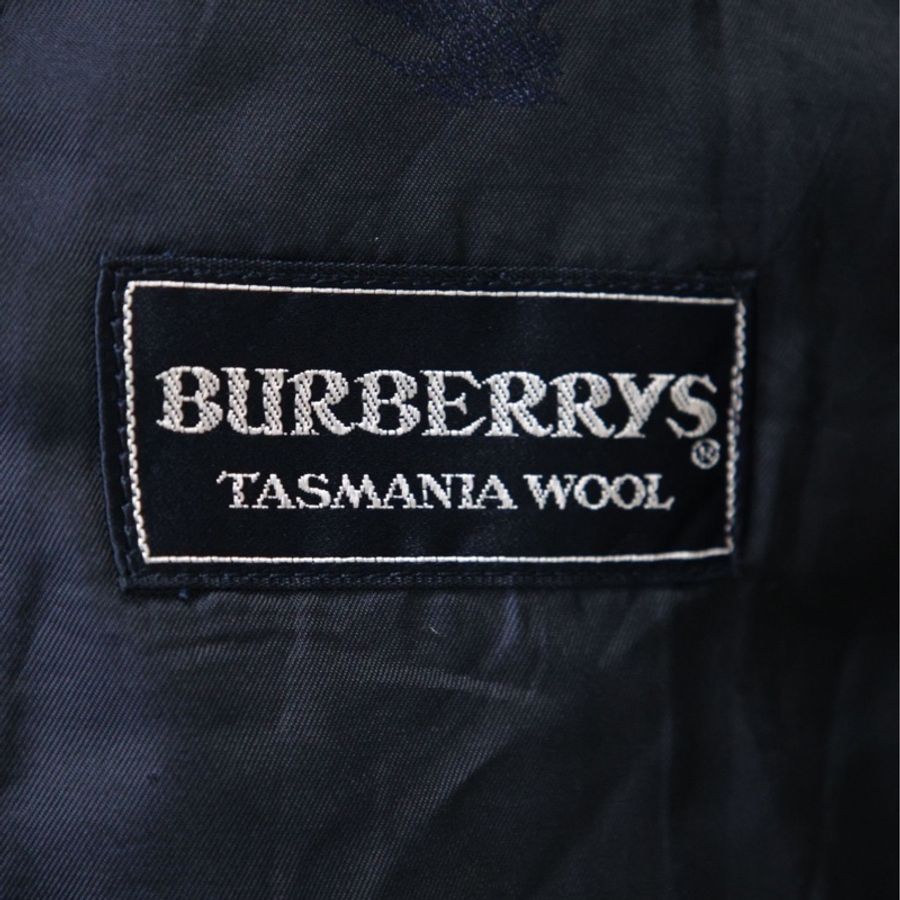 Burberry深蓝色羊毛双排金扣西装上衣外套-15