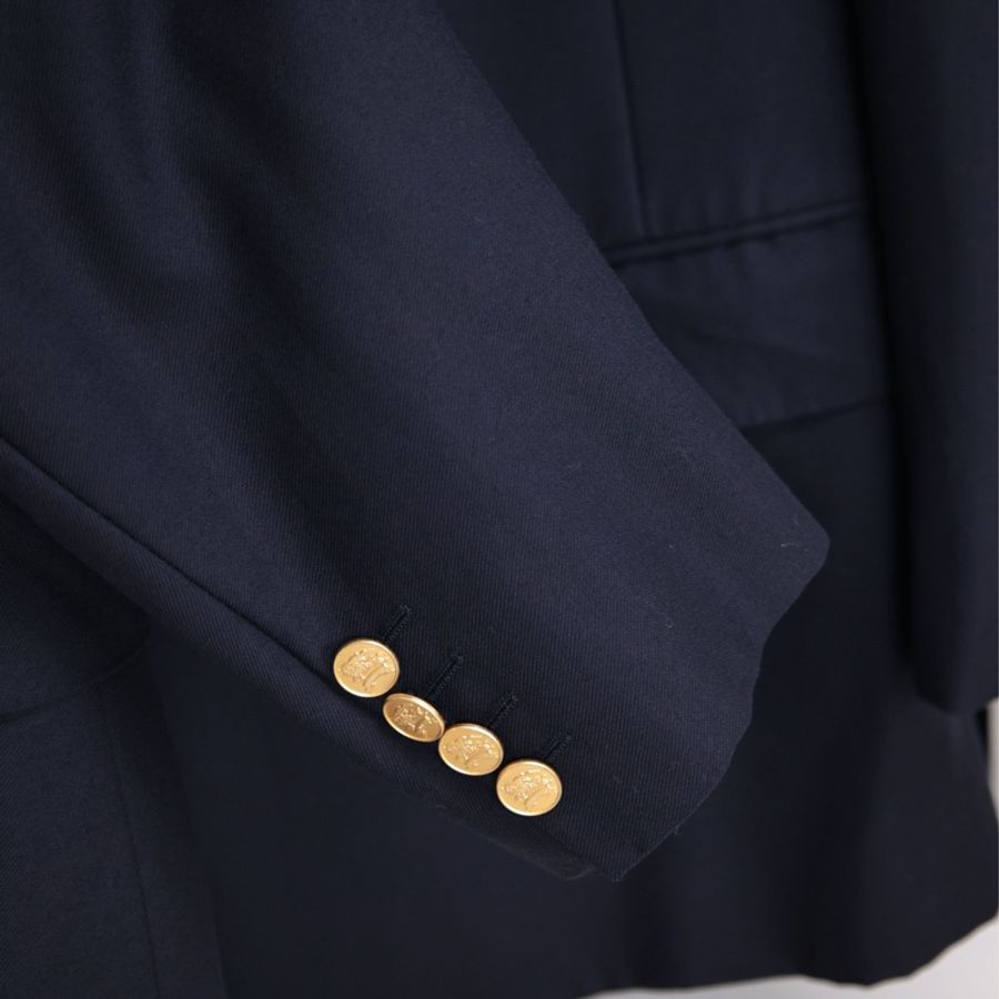 Burberry深蓝色羊毛双排金扣西装上衣外套-21