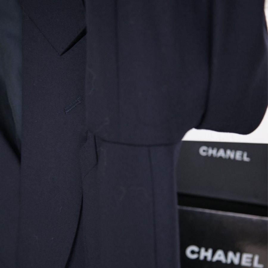 Burberry深蓝色羊毛双排金扣西装上衣外套-25