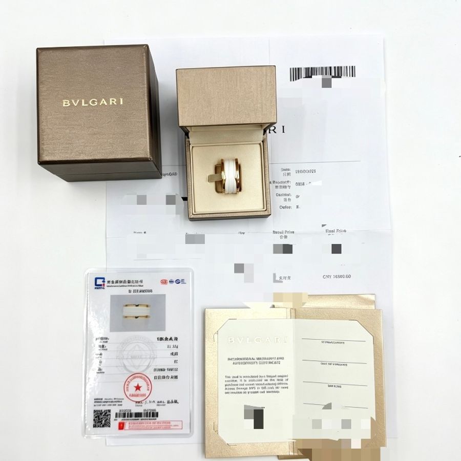 【全套】Bvlgari 玫瑰金白陶瓷戒指 寬版四環63碼 25年-4