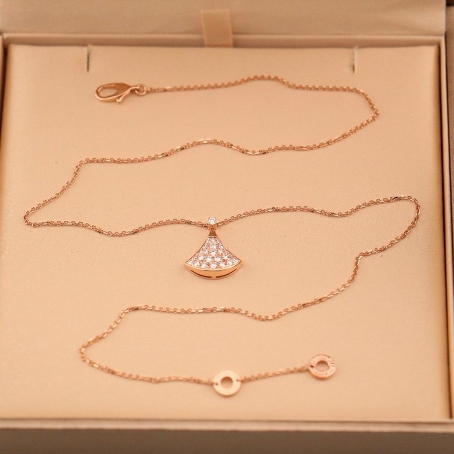 BVLGARI 玫瑰金 滿鑽 diva 項鍊 新扣-2