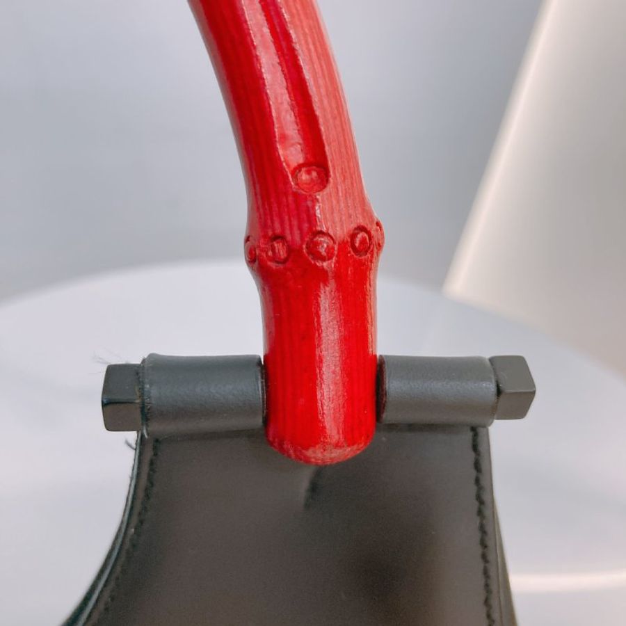 MS0757	Gucci 古馳復古竹子手挽包包 Vintage Red Bamboo Shoulder Bag Calfskin Black-11