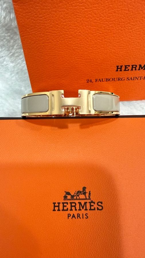HERMES 全新 CLIC H經典手環PM 小尺寸 官網售26800 玫瑰金 栗子色-0