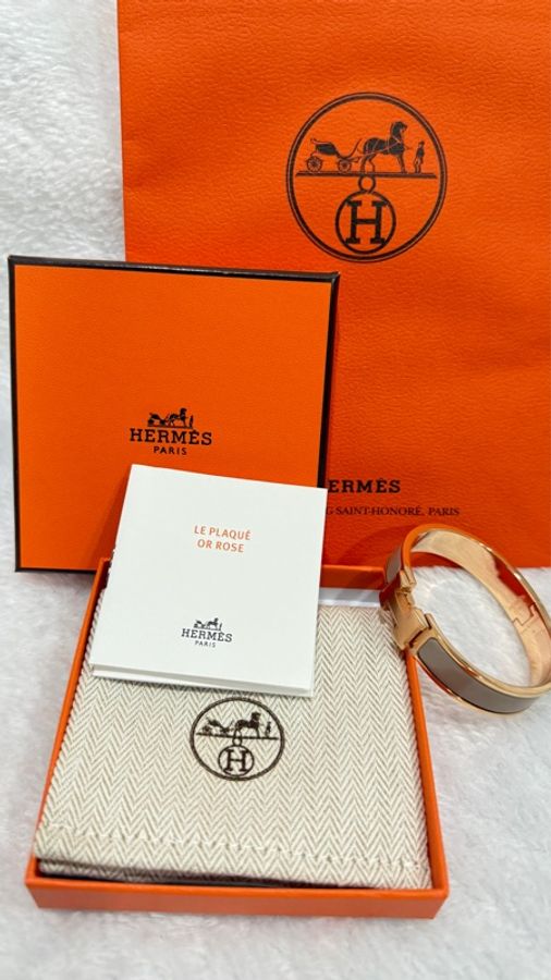 HERMES 全新 CLIC H經典手環PM 小尺寸 官網售26800 玫瑰金 栗子色-2
