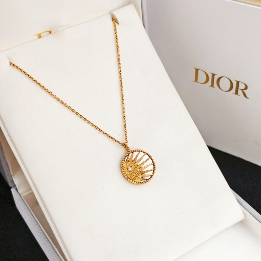 Dior 黃金鑽石日月星辰項鍊 黑瑪瑙白貝母吊墜毛衣鏈-2