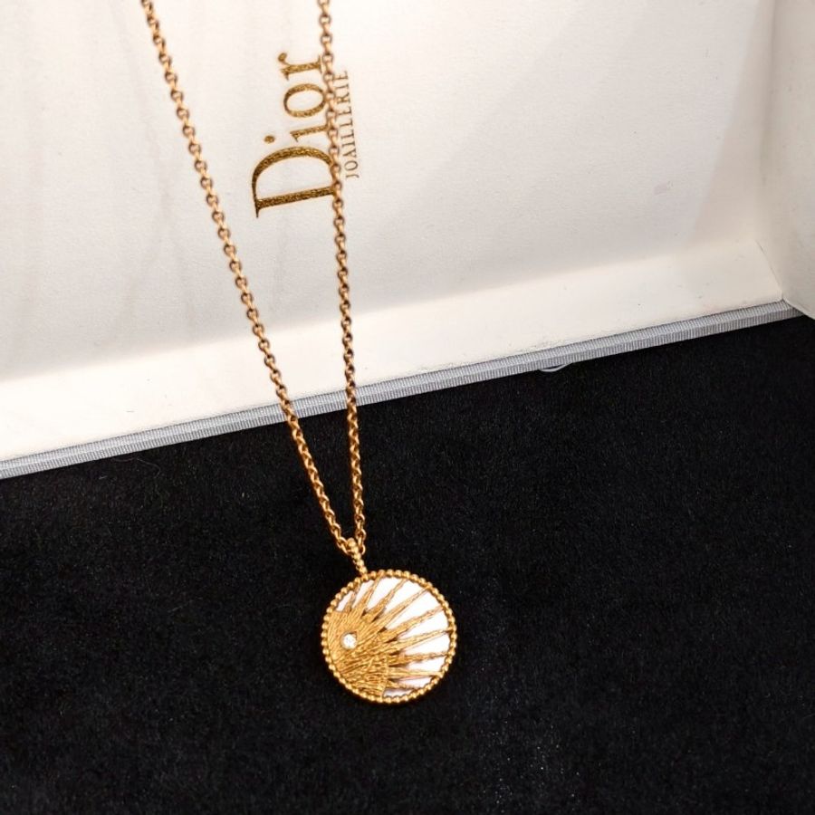 Dior 黃金鑽石日月星辰項鍊 黑瑪瑙白貝母吊墜毛衣鏈-4