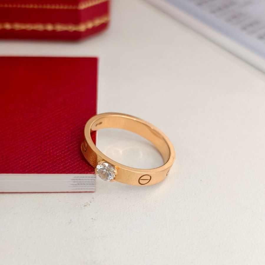 Cartier 18k金戒指 鑲嵌一顆鑽28分 56碼-2