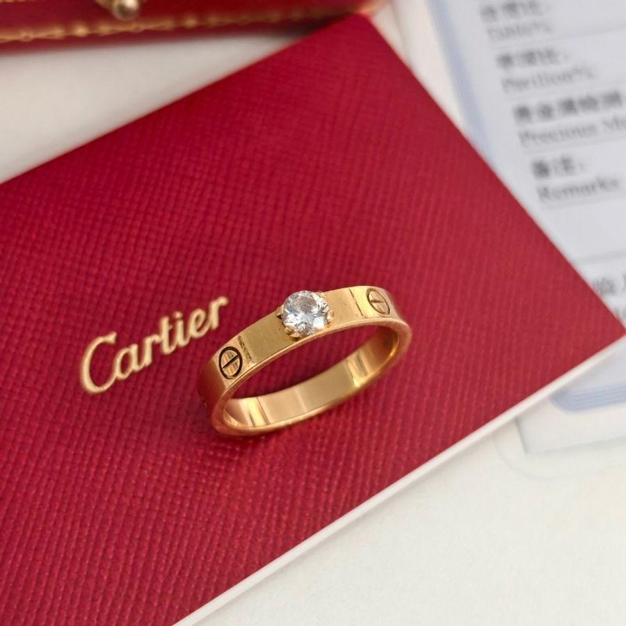 Cartier 18k金戒指 鑲嵌一顆鑽28分 56碼-3