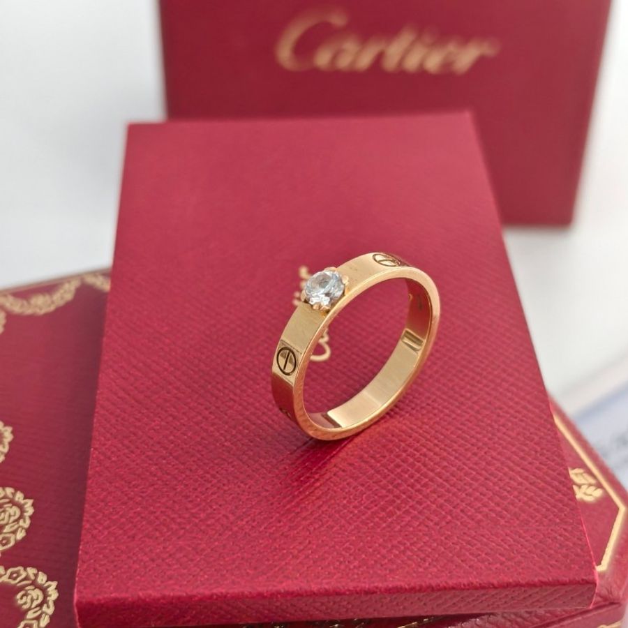 Cartier 18k金戒指 鑲嵌一顆鑽28分 56碼-4