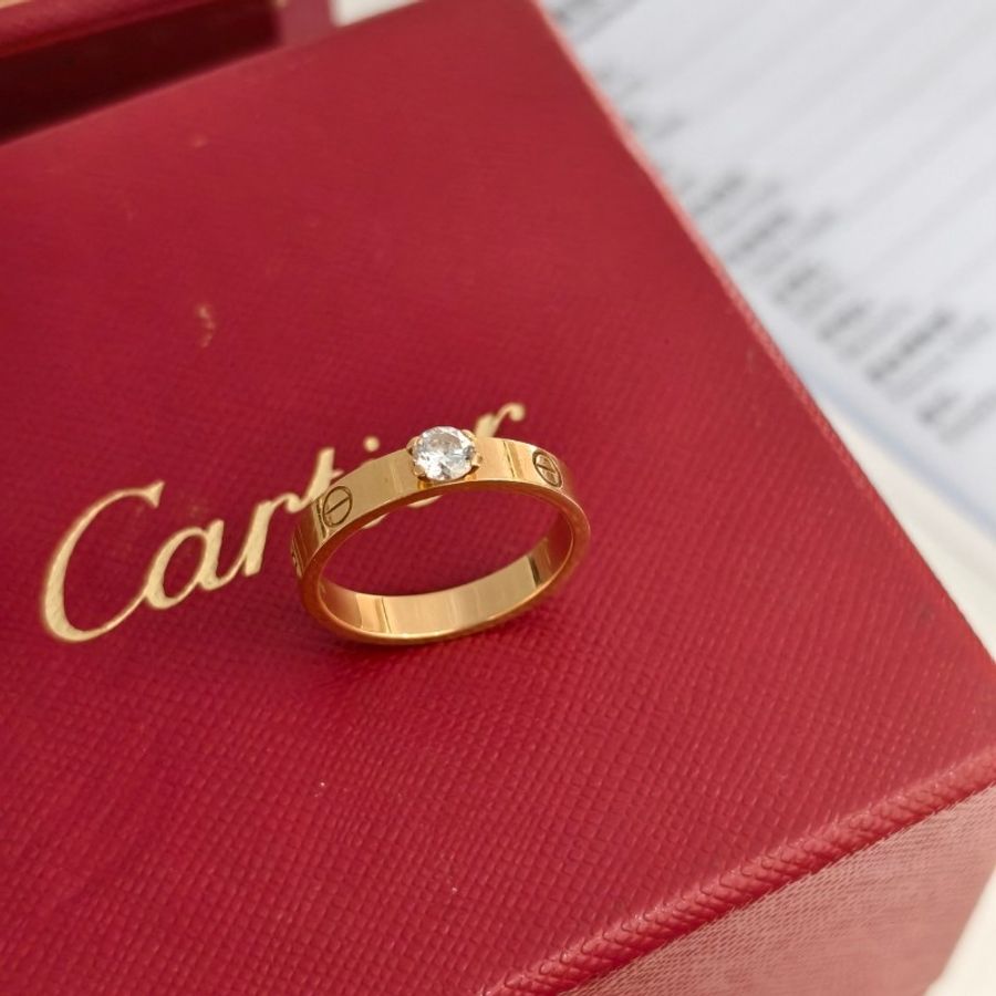 Cartier 18k金戒指 鑲嵌一顆鑽28分 56碼-5