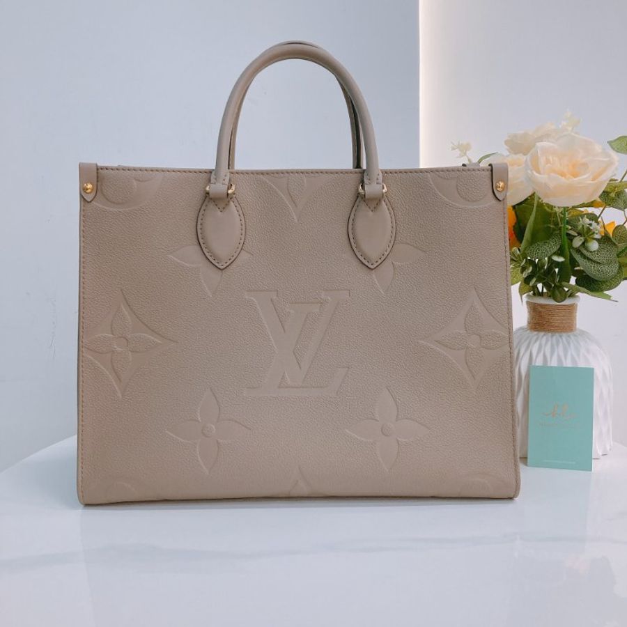 MS0770	Louis Vuitton 路易威登中號大經典花紋單肩包包 Onthego MM Tote Bag 32cm Monogram Empreinte Tourterelle / Smoke-0